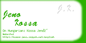 jeno kossa business card